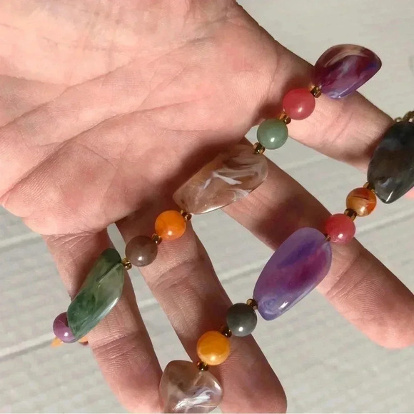 Vtg Marbled Beaded  Necklace - Picture 8 of 8